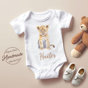Baby Bodysuit with Cute Lion Print, Infant Baby Bodysuit & Tee, Newborn Gender Neutral Outfit, Baby Boy or Girl Bodysuit.