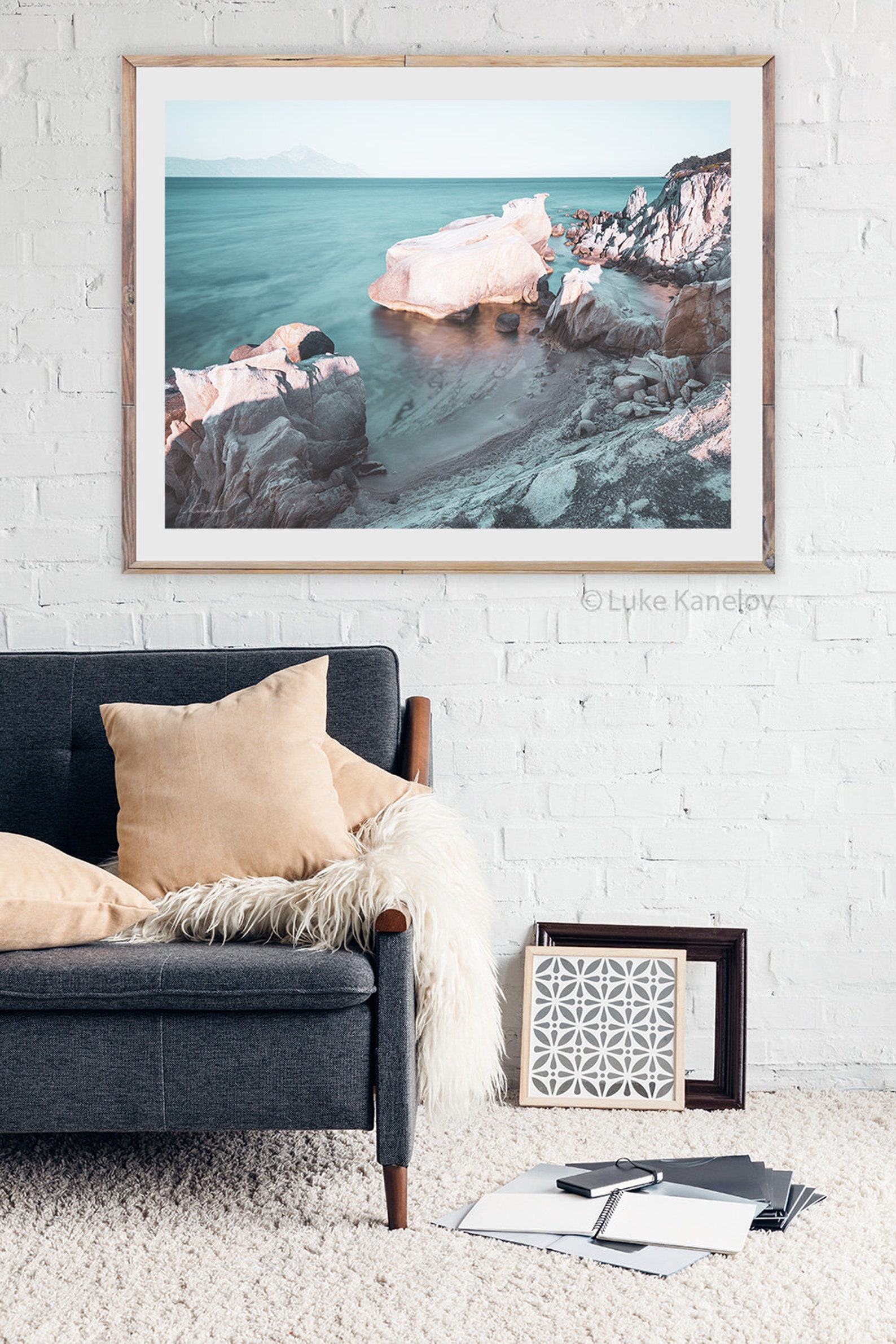 Ocean Beach Sea Print Coastal Rocks Wall Decor Sea Photo Etsy