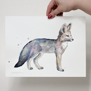 ORIGINALE Pittura ad acquerello di volpe pallida, opere d'arte dipinte a mano, acquerello unico nel suo genere, arte murale unica della fauna selvatica,