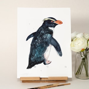 Pittura ad acquerello ORIGINAL Snares Penguin, opere d'arte dipinte a mano, acquerello unico nel suo genere, arte murale unica, arredamento nautico