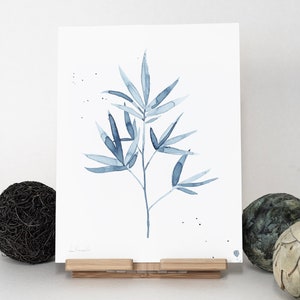 ORIGINALE Pittura ad acquerello Bamboo Leaf, opere d'arte dipinte a mano, acquerello unico nel suo genere, arte murale unica, botanica, pianta
