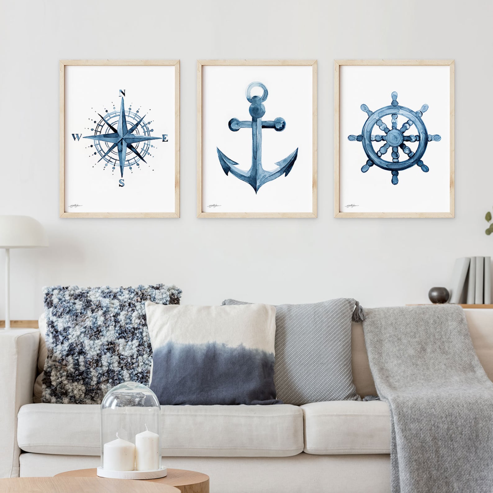 Rudder Watercolor Print, Coastal Wall Art, Nautical Nursery Decor ...