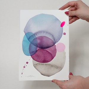 ORIGINAL Abstract watercolor painting, hand-painted artwork, one-of-a-kind watercolor original, unique wall art,  Modern