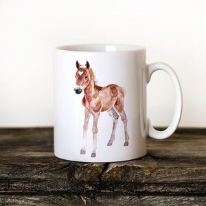 Horse coffee mug, cute horse cup, baby horse, colorful animal mug, hot chocolate mug, farm animal mug, Xmas gift mug