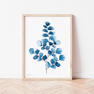 Maidenhair Fern Akwarela Malowanie Wydruk, Boho Art, Roślina Plakat, Natura Ilustracja, Botaniczny Dekor Ścienny, Kwiat, Sztuka Ogrodowa, Dzikie Kwiaty
