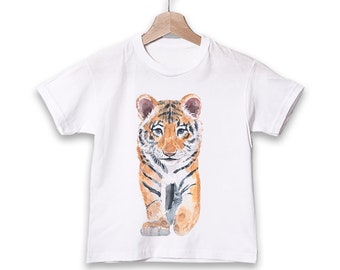 Niedliches Baby Tiger T-shirt, Kinder T-shirt, Baby Shower Geschenk, Junge Geburtstagsgeschenk, niedliches Tier Tee, Mädchen Safari Tier Shirt, lustiges Kleinkind Tee