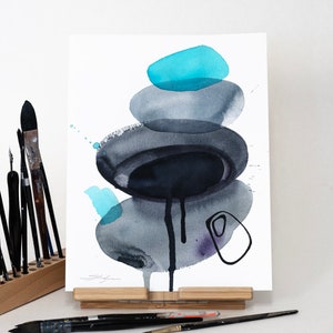ORIGINAL Abstract watercolor painting, hand-painted artwork, one-of-a-kind watercolor original, unique wall art,  Modern