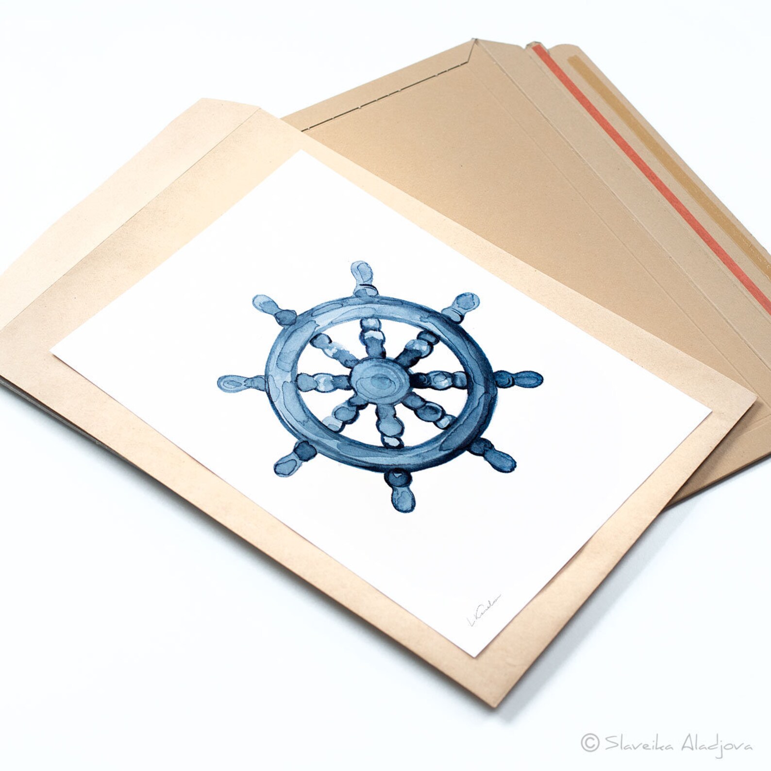 Rudder Watercolor Print, Coastal Wall Art, Nautical Nursery Decor ...