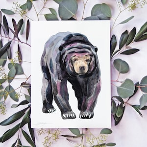 ORIGINALE Pittura ad acquerello dell'orso del sole, opere d'arte dipinte a mano, acquerello unico nel suo genere, arte murale unica della fauna selvatica,