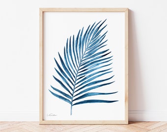 Coconut Leaf Watercolor Painting Print, Boho Art, Plant Poster, Nature Illustration, Botanical Wall Decor, Flower, Garden Art, Wildflower