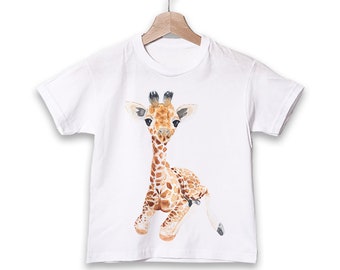 Giraffe Kids T-shirt, Girl Safari Animal Shirt, Baby Shower Gift, Boy T-shirt Gift, Funny Tee, Cute Birthday Shirt, Toddler tshirt