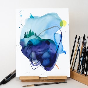 ORIGINAL Abstract watercolor painting, hand-painted artwork, one-of-a-kind watercolor original, unique wall art,  Modern