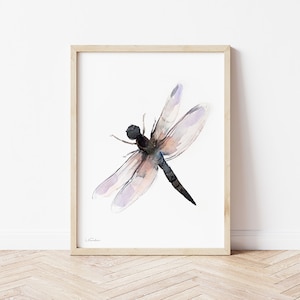 Dragonfly Watercolor Painting Print, Boho Art, Creativ Contemporary, Illustration Poster, Vintage Insect, Retro Poster, Birthday, Large Art