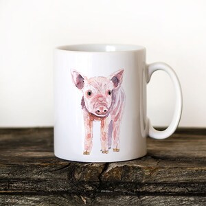 Pig coffee mug, cute piglet cup, baby pig, colorful animal mug, hot chocolate mug, farm animal mug, Xmas gift mug