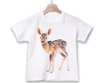 Cute Baby Deer T-shirt, Fawn Tee, Girl Animal Shirt, Baby Shower Gift, Boy T-shirt Gift, Funny Animal Tee, Cute Birthday Shirt