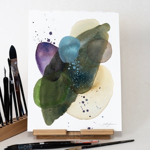 ORIGINAL Abstract watercolor painting, hand-painted artwork, one-of-a-kind watercolor original, unique wall art,  Modern