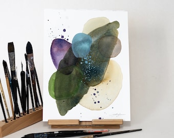 ORIGINAL Abstract watercolor painting, hand-painted artwork, one-of-a-kind watercolor original, unique wall art,  Modern