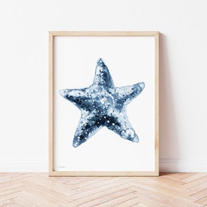 Seestern Aquarell, maritimes Bild, maritimes Wandbild, maritimes Poster, maritime Dekoration, Sommer am Strand, Haus am Meer, Fisch