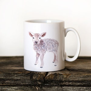 Lamb coffee mug, cute sheep cup, baby sheep, colorful animal mug, hot chocolate mug, farm animal mug, Xmas gift mug