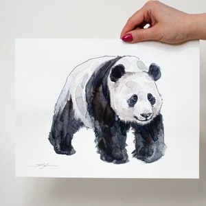ORIGINALE Panda gigante, pittura ad acquerello dell'orso, opere d'arte dipinte a mano, acquerello unico nel suo genere, arte murale unica della fauna selvatica