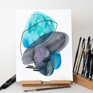 ORIGINAL Abstract watercolor painting, hand-painted artwork, one-of-a-kind watercolor original, unique wall art,  Modern