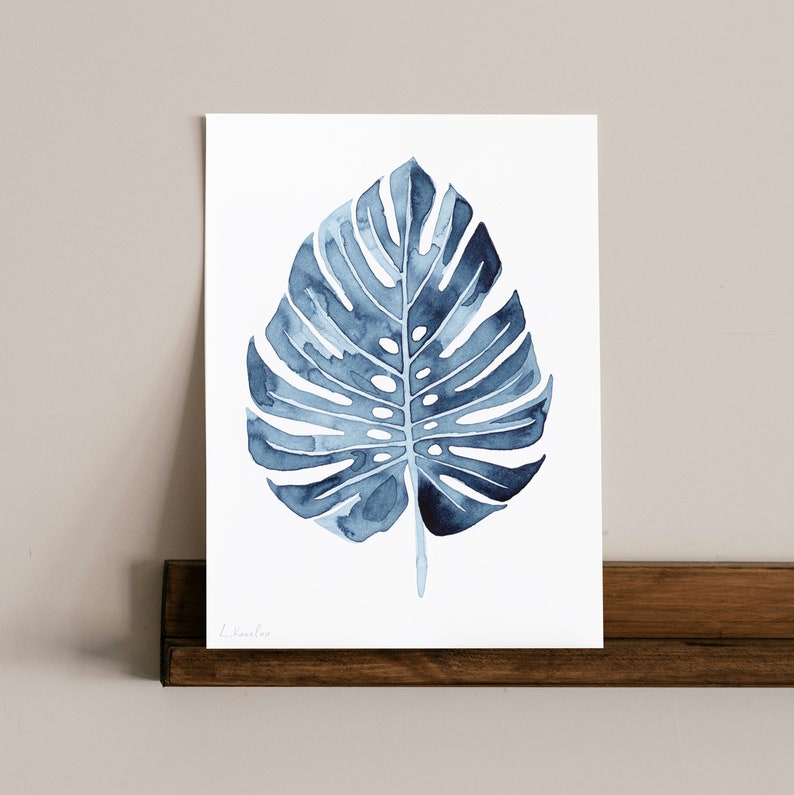 ORIGINAL Monstera watercolor painting, hand-painted artwork, one-of-a-kind watercolor original, unique wall art, botanical, plant image 2