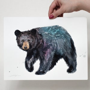 ORIGINALE dipinto ad acquerello dell'orso nero americano, opere d'arte dipinte a mano, acquerello unico nel suo genere, arte murale unica della fauna selvatica,