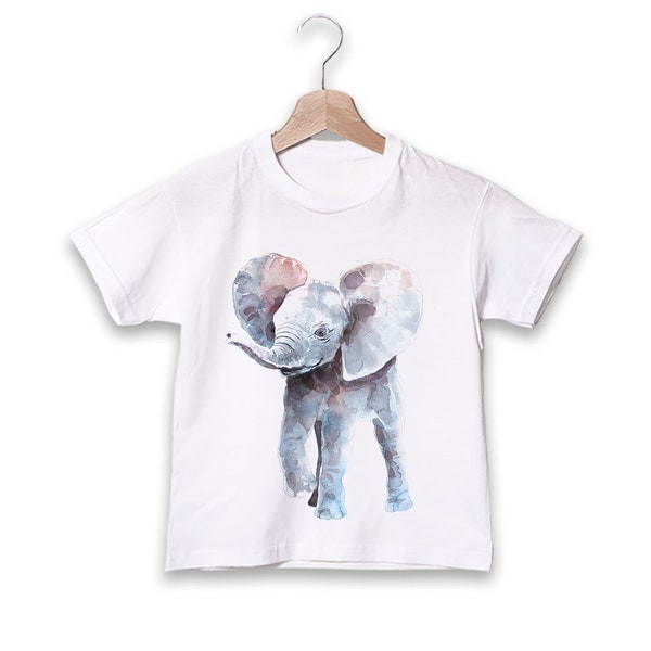 Kids T-shirt With Baby Elephant, Boy Birthday Gift, Baby Shower Gift, Girl Safari Animal Shirt, Funny, Cute Animal Tee Toddler Tee