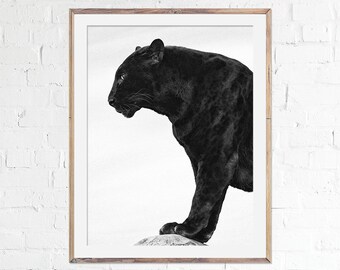 Black Panther Wall Art, Panther Print, Jaguar, Wild Cat, Wildlife, Fine Art Print, Handmade, Home Decor, Modern Print, Cat Lover Gift