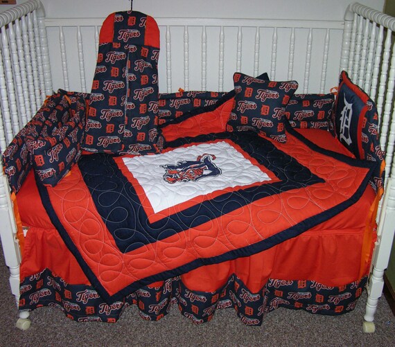 Crib Bedding Set M W Detroit Tigers Fabric Etsy