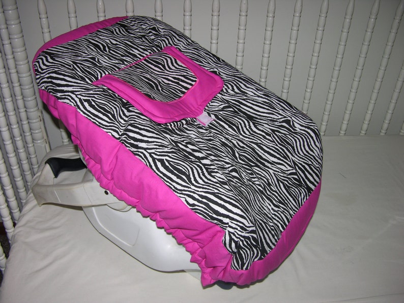 New Infant Car Seat Cover M/w Zebra & Hot Pink Fabric Etsy