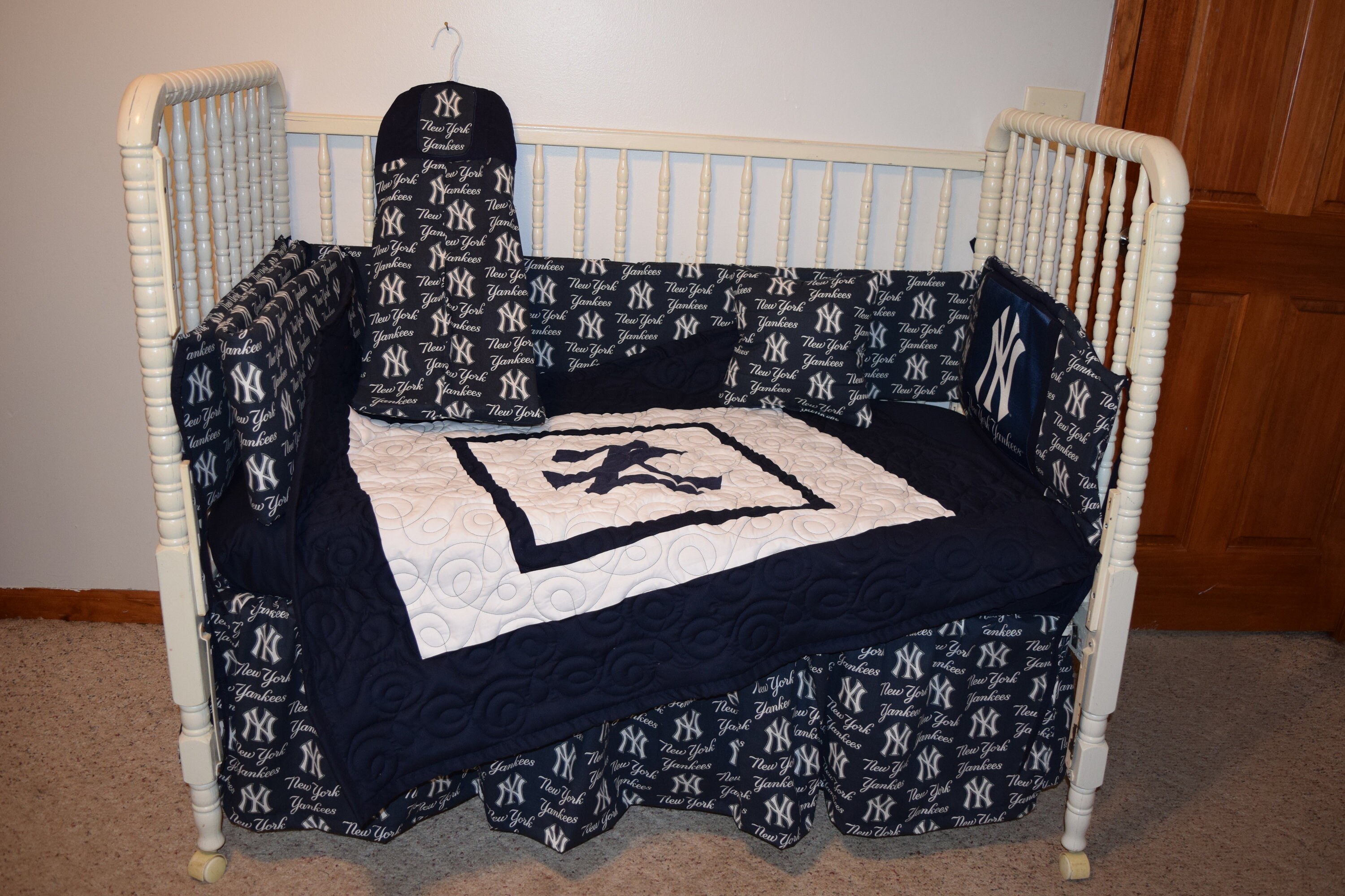 New Crib Nursery Bedding M W Ny Yankees Fabric Etsy