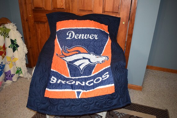 New Baby Crib Quilt M W Denver Broncos Fabric Etsy