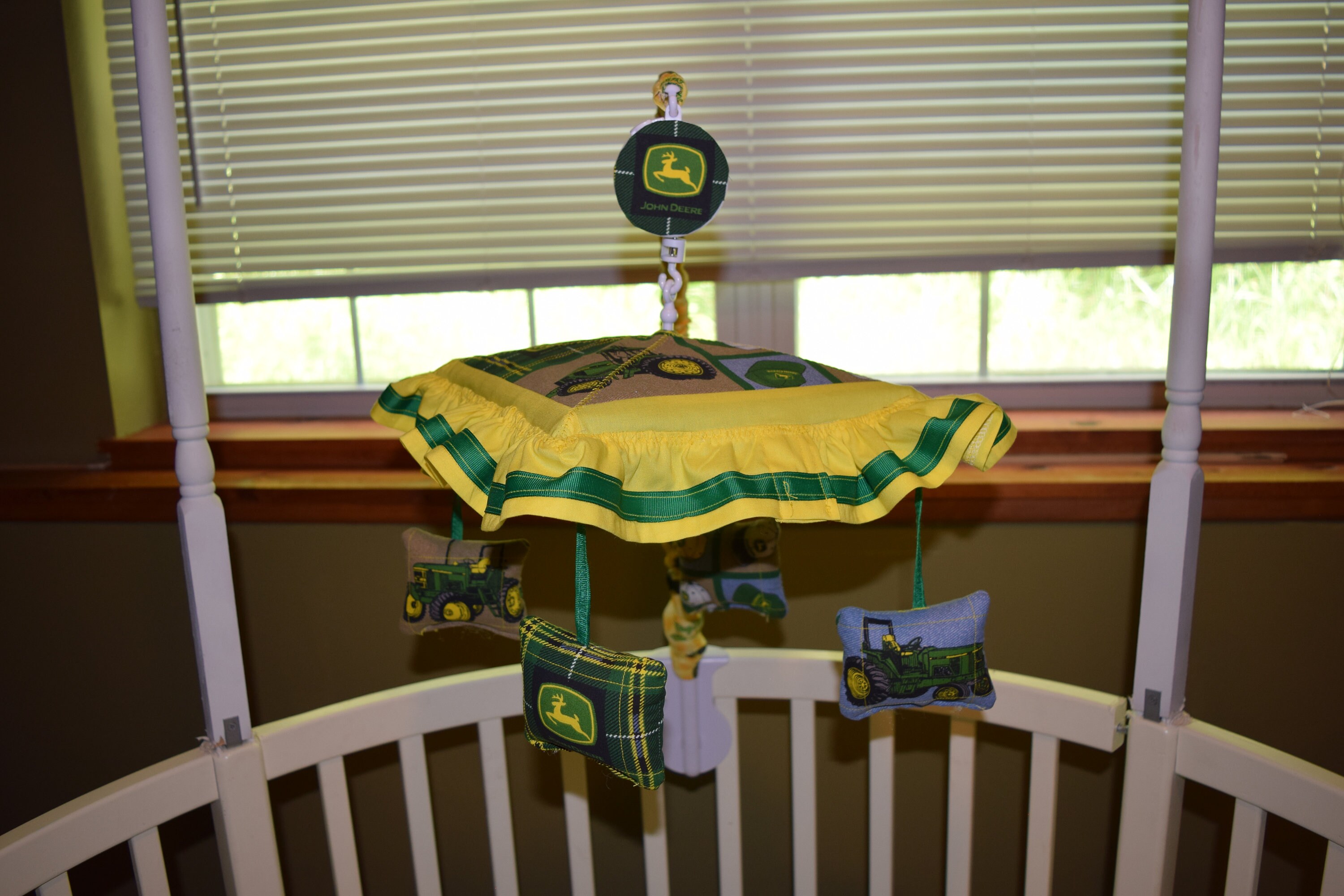 New Umbrella Crib Mobile M W John Deere Fabric Etsy