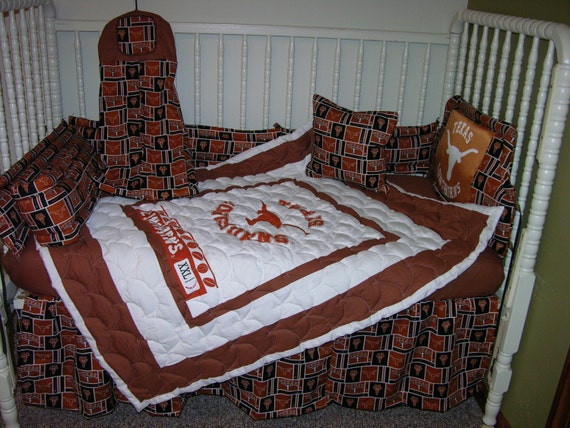 New Crib Bedding Nursery Set M W Texas Longhorns Fabric Etsy