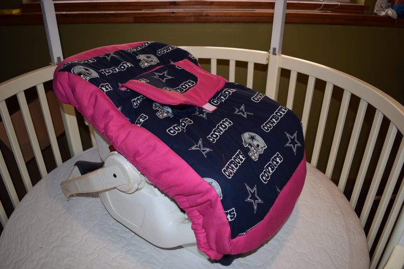 New Infant Seat Carrier Cover M W Dallas Cowboys Pink Fabric Image 0