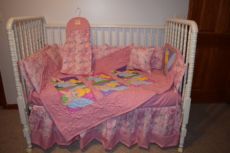 New Crib Nursery Bedding Set M W Tinkerbell Faces Fabric Etsy
