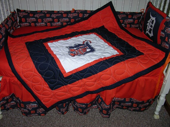 Crib Bedding Set M W Detroit Tigers Fabric Etsy