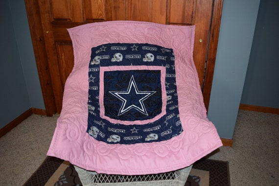 New Baby Crib Quilt M W Dallas Cowboys And Pink Fabric Etsy