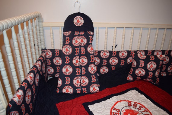 New Crib Nursery Bedding M W Boston Red Sox Fabric Etsy