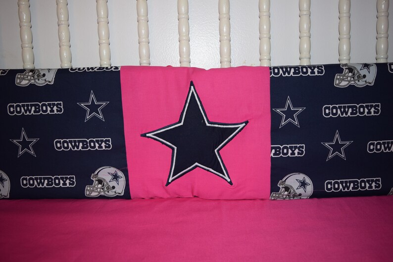 New Crib Nursery Bedding Set M/w Hot Pink Dallas Cowboys Etsy