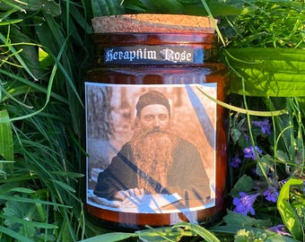 Pure beeswax Orthodox jar candle - Blessed Fr Seraphim Rose