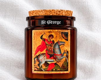 Pure beeswax Orthodox jar candle - Saint George