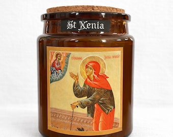 Pure beeswax Orthodox jar candle - Saint Xenia