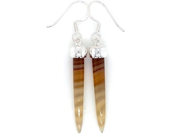 Montana Agate Bullet Point 925 Sterling Silver Dangle Earrings