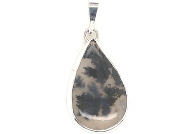 Marfa Plume Agate from Texas 925 Sterling Silver Pendant