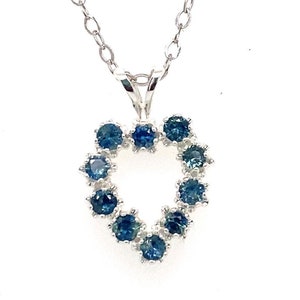 Montana Sapphire 10 stone Heart Pendant Necklace