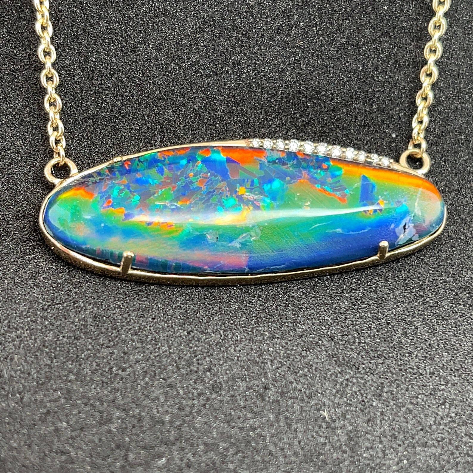 Spencer Idaho Opal Necklace 14K Gold & Diamonds 10 | Etsy
