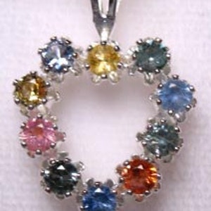 Montana Sapphire 10 stone Heart Pendant Necklace