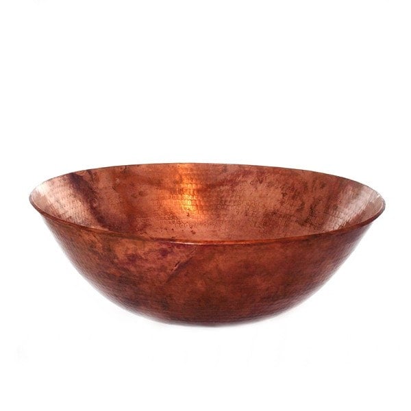 Round Copper Bowl, Natural Patina
